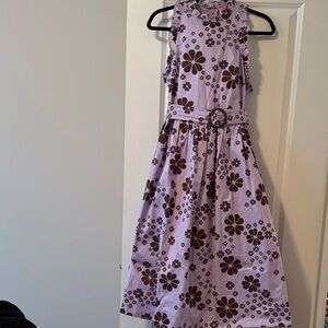Women's Lavender Floral Belted Dress